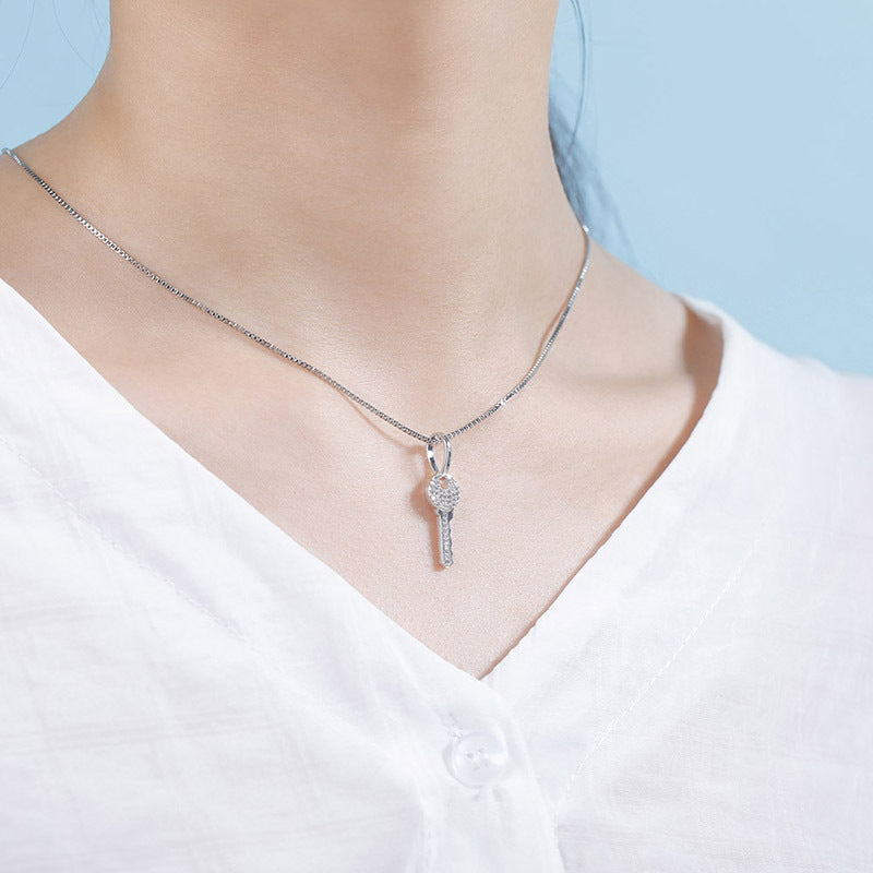 Necklace Jewelry Micro Silver Key Pendant for Women