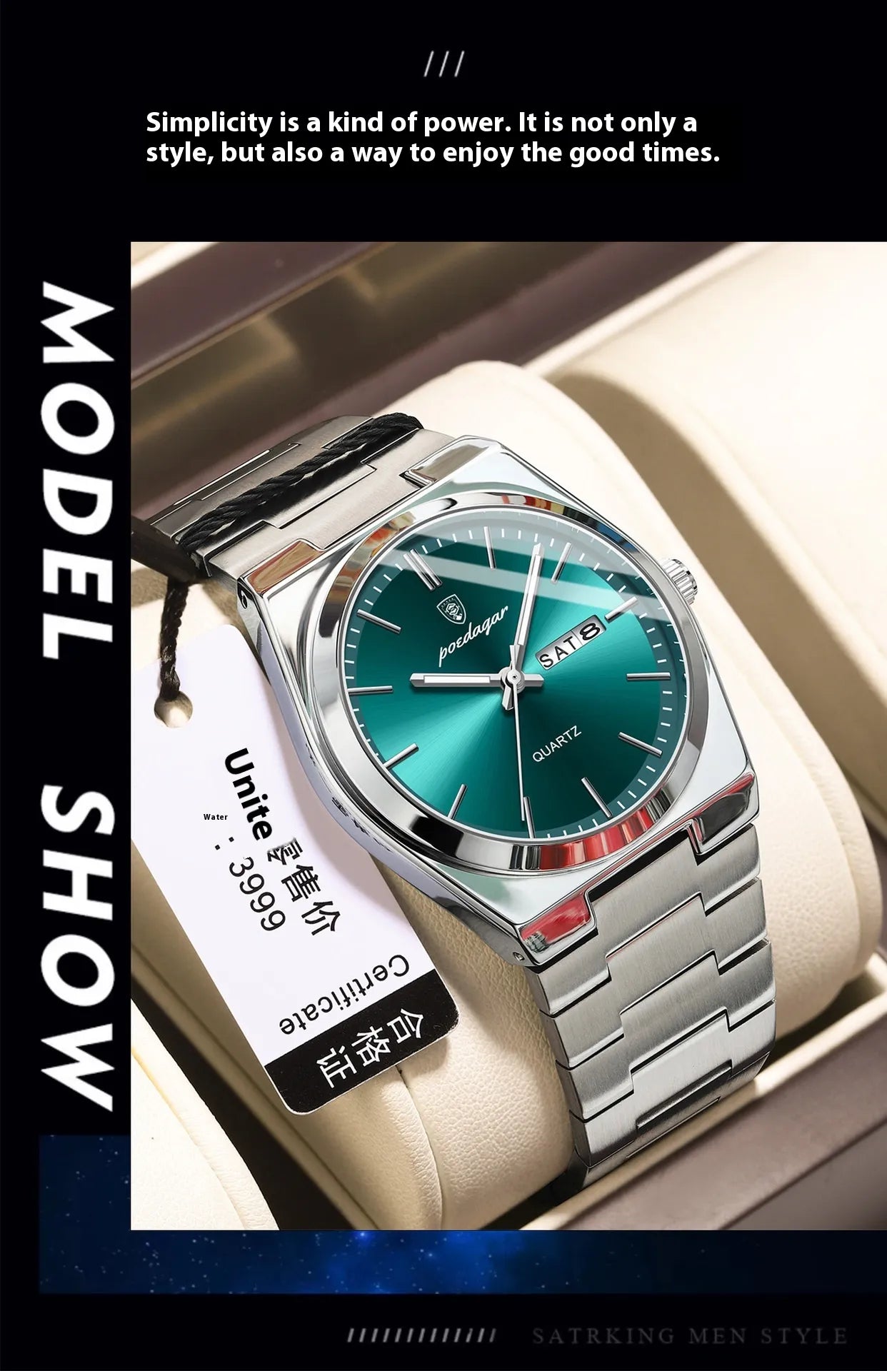 Sleek Ultra-Thin Luminous Men's Watch
