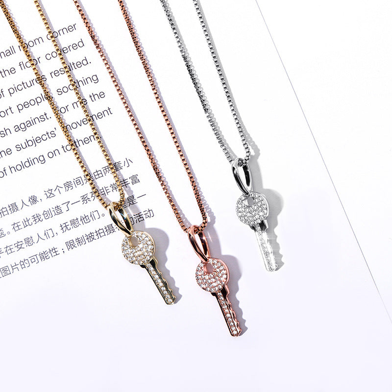 Necklace Jewelry Micro Silver Key Pendant for Women